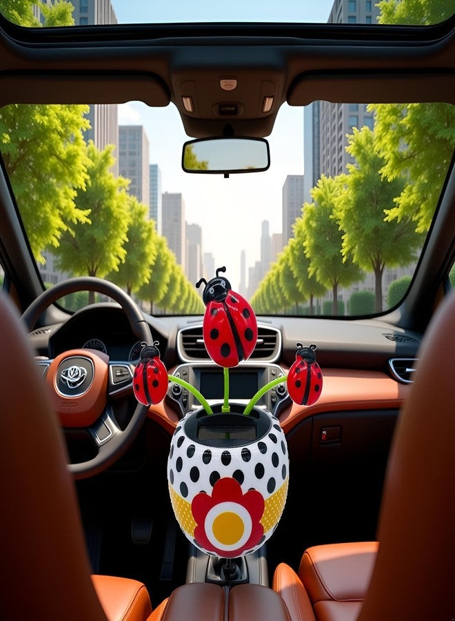 Tnyvm Red Bug Solar Powered Dancing Flower for Car, Car Windowsill Decoration Desktop Solar Dancing Ornament, Solar Dancing Figurines, Automatic Swinging Decoration Car Dashboard Ornaments, Decorations - Image 4
